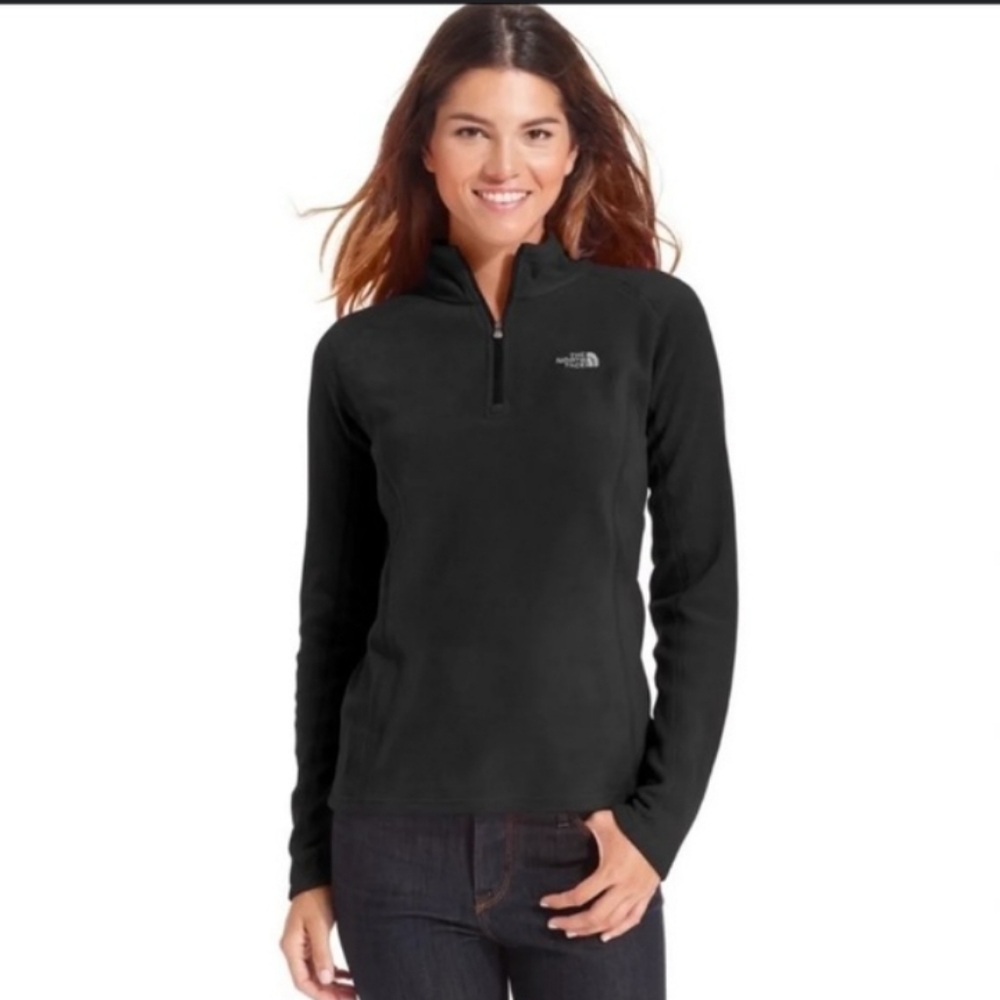 Womens The North Face TKA 100 Glacier Fleece 1/4 Zip Pullover Black Small